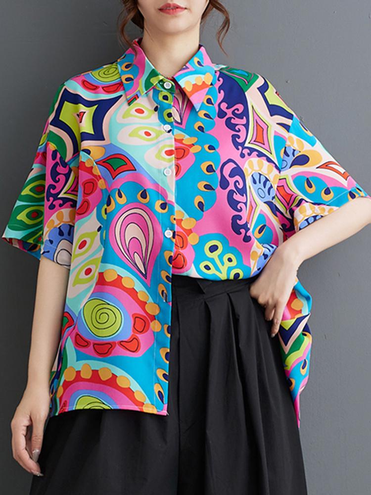 Xitao Модная свободная повседневная женская рубашка с принтом нерегулярной формы WLD20202