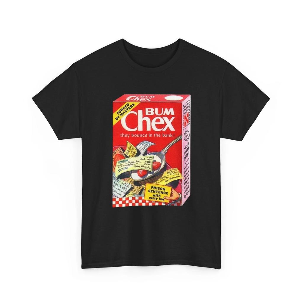 Wacky Packages Bum Chex Cereal Printed Collector T shirt Funny Rice Chex Parody