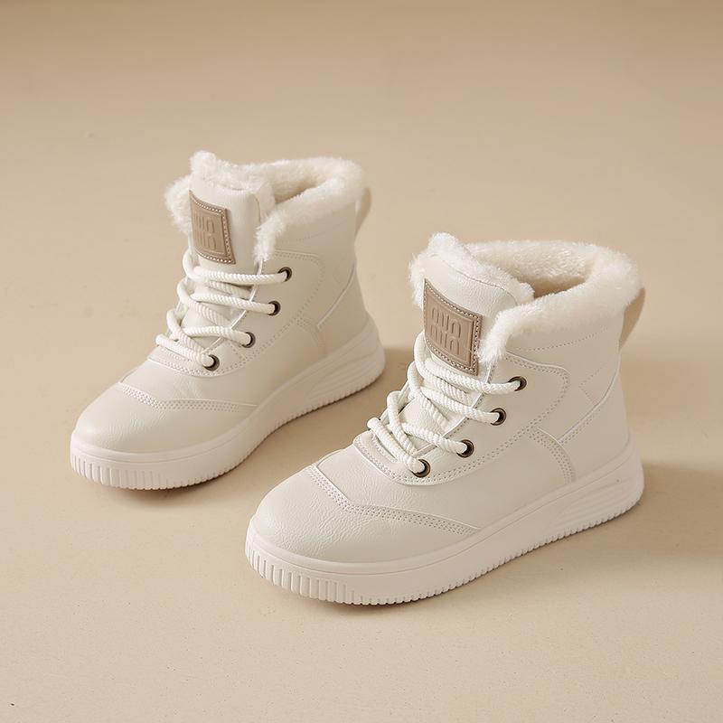 CRLAYDK женские зимние ботинки для снега, теплые кожаные кроссовки с меховой подкладкой, женские высокие повседневные кроссовки для активного отдыха на шнуровке для ходьбы и тенниса