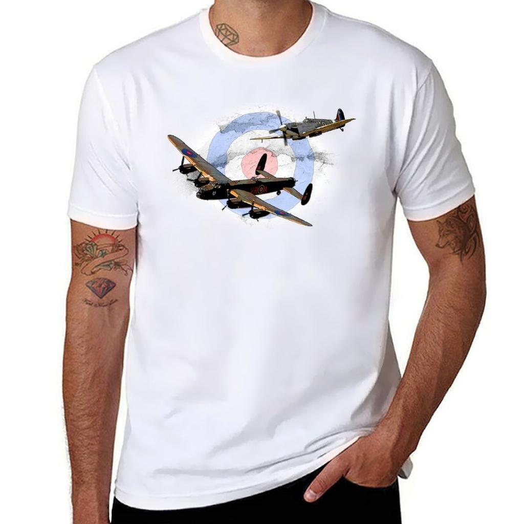Spitfire And Lancaster Aircraft Tshirt Heavyweights Anime Shirt Custom Tshirts Cotton Graphic Tees Plain Black T Shirts Men