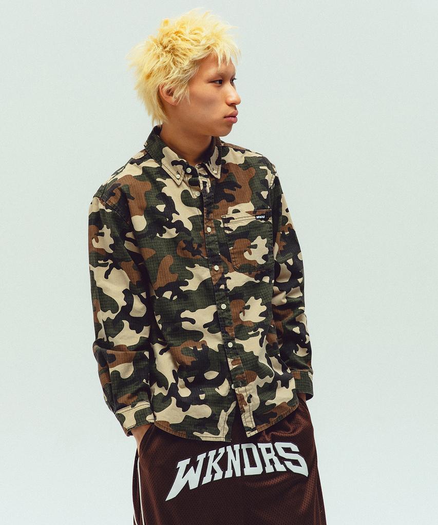 Винтажная стираная рубашка WKNDRS (Camo)