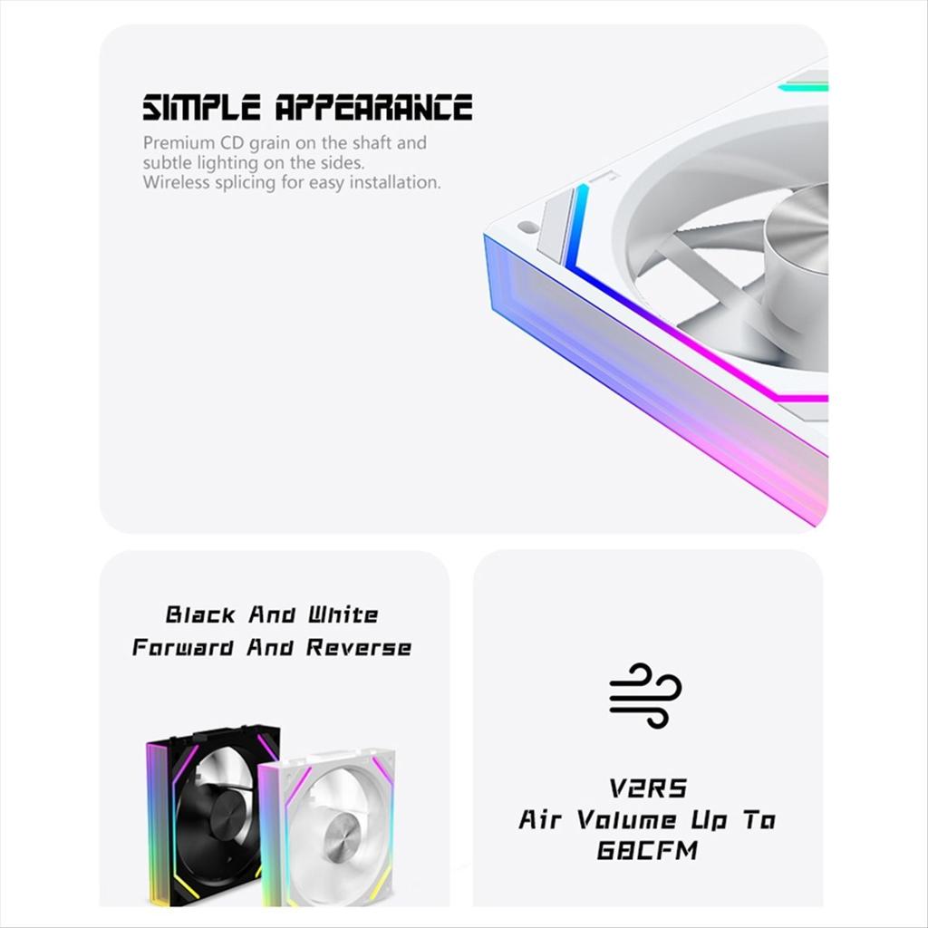 Корпусный вентилятор V2RS Magic Block Свободная стыковка 120 мм для ПК Компьютера 12 В Вентилятор корпуса Lian 3-контактный 5 В ARGB Божественный свет Ли Черный,B