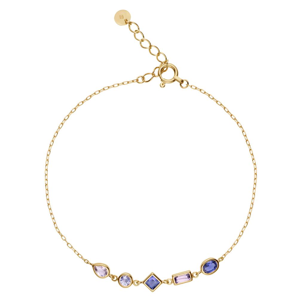 Новое весеннее поступление, браслет в японском стиле ретро S925 с посеребрением, 14-каратное золото, кордиерит, аметист, танзанит, цирконий, браслет