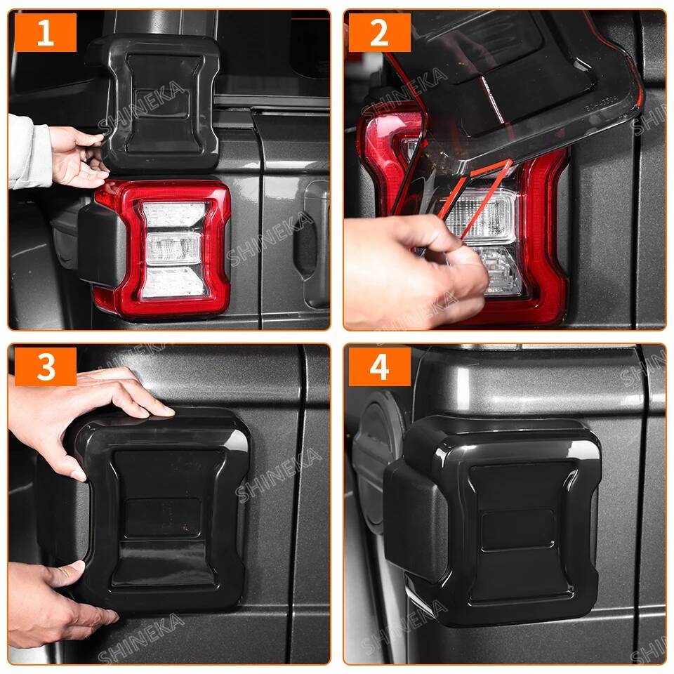 SHINEKA Car Rear Tail Light Lamp Taillight Decoration Cover for Jeep Wrangler JL 2018 2019 2020 2021 2022 2023 2024+ Accessories