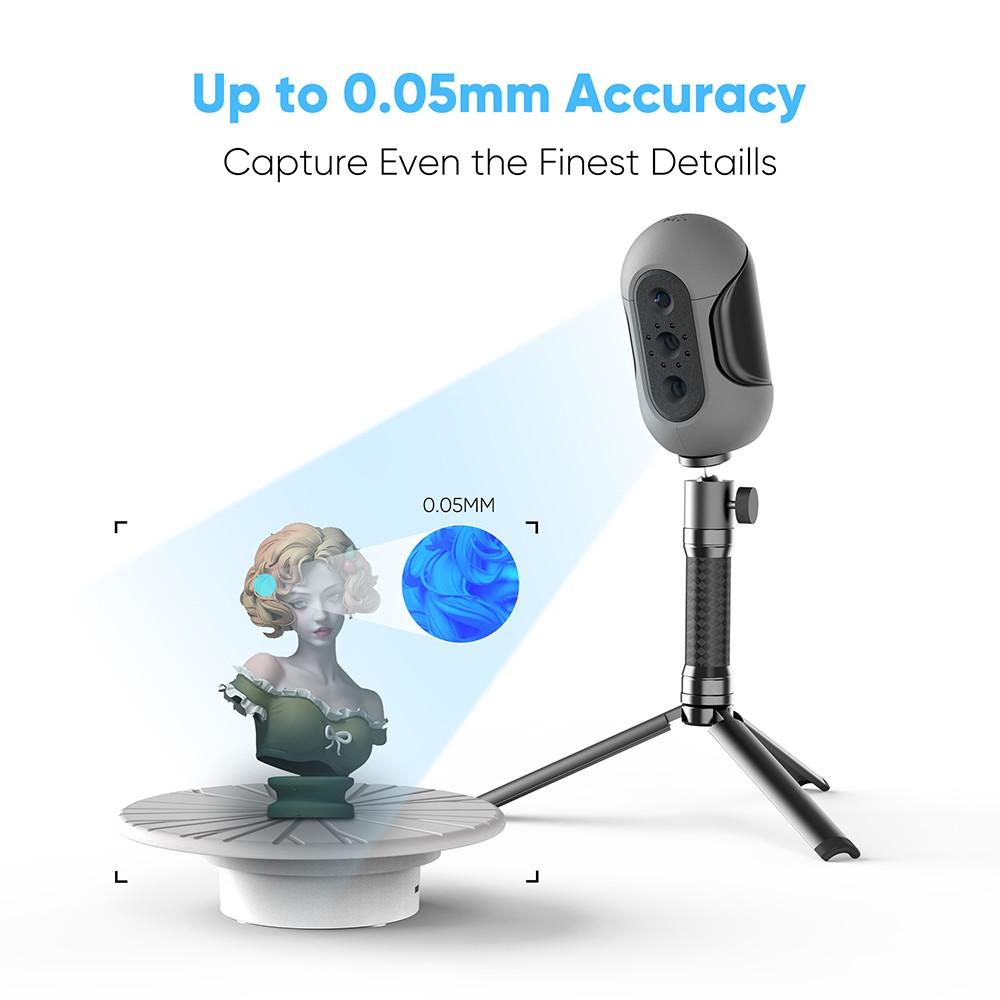 3DMakerpro Mole Premium 3D Scanner, 0.05mm Accuracy, 0.1mm Resolution, with Multi-Spectral Technology, Support Facial Scanning - EU Plug