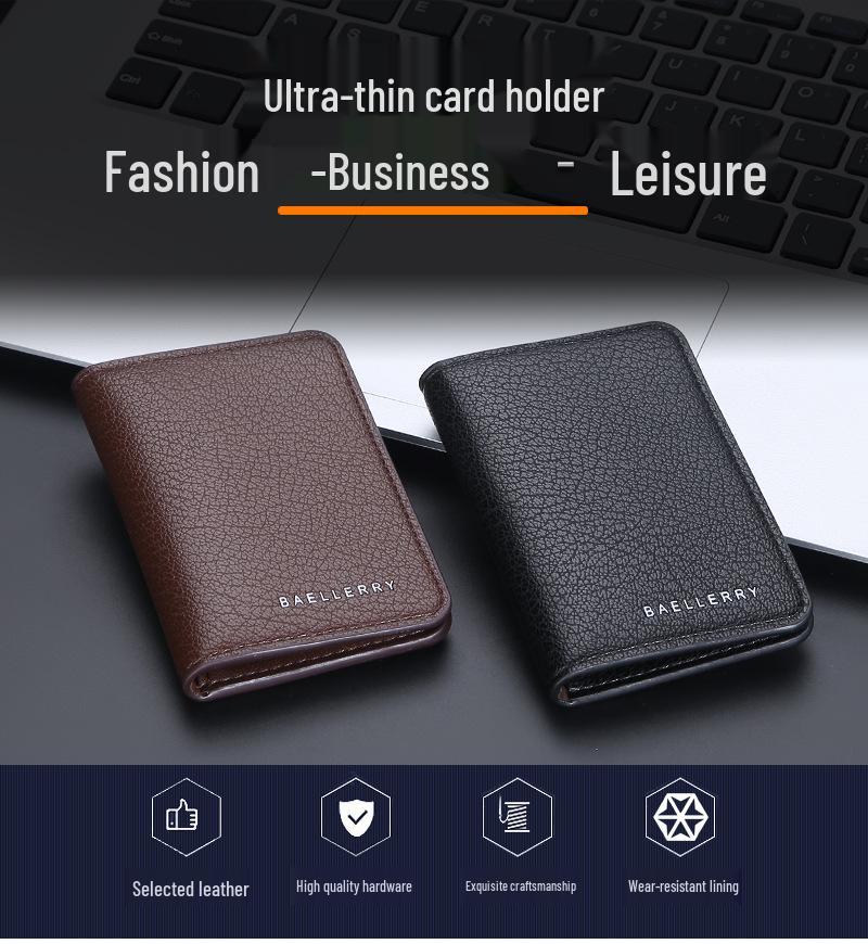 Men's Slim PU Multi-Card Holder with Driver's License Slot