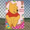 1pc "Hello There!" Metal Tin Sign 8x12 Inch - Vintage Wall Art with Winnie, Piglet, Tigger & Eeyore, Colorful Floral & Polka Dot