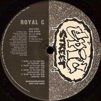 12-дюймовая пластинка ROYAL C Rollin On The East Side Eye For AED8792 Epic Street 1996 US Rap HipHopRB Б/у