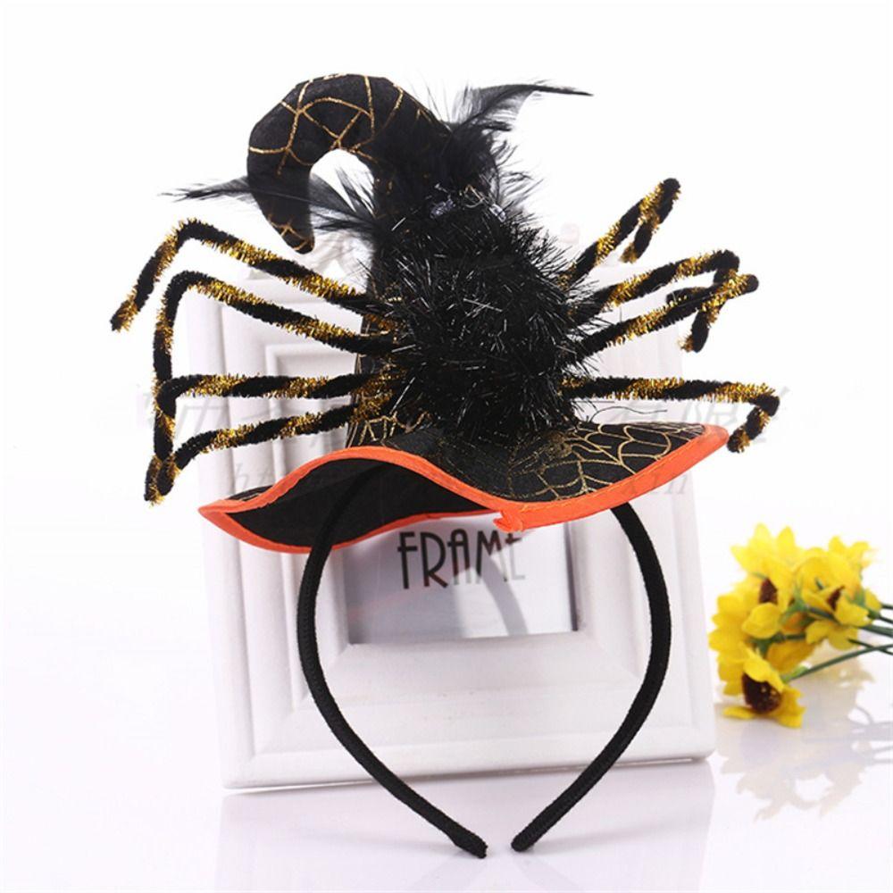 Spider Halloween Witch Hat Headband Sequin Cone Hat Hair Hoop Halloween Party Hair Band Kids