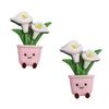 2Pcs Cartoon Potted Plants Fridge Magnet Resin 3D Potted Cactus Aloe Lily Tulip Flower Refrigerator Magnet Kitchen Home Office