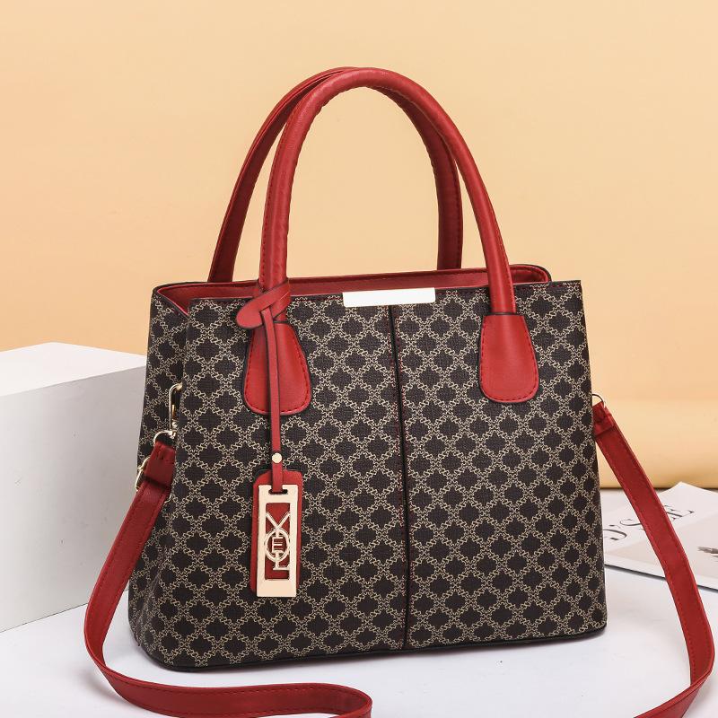 Spring and Autumn Female's Fashion PU Leather Printing Large Capacity Retro Shoulder Bag CLE