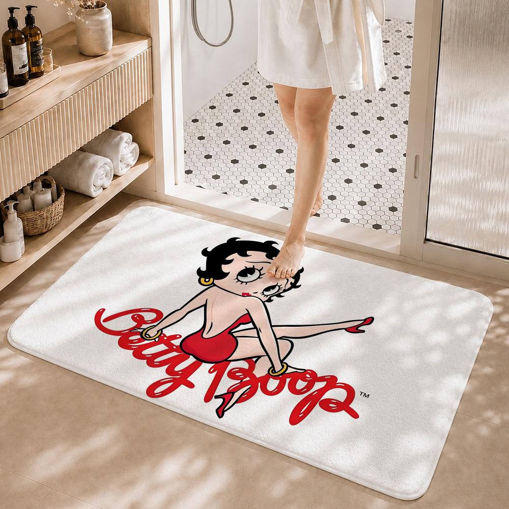 Vintage Cartoon B-Betty Boop Floor Mat Non-Slip Absorbent Floor Mat Decorative Rug for Home Bathroom Bedroom Entryway