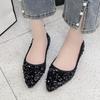 Thin Heels Single Shoes Pointed Tip Outer Wear Fashionable Versatile Casual High Heels Women's French Sequins Shallow Mouth 2025 Summer New