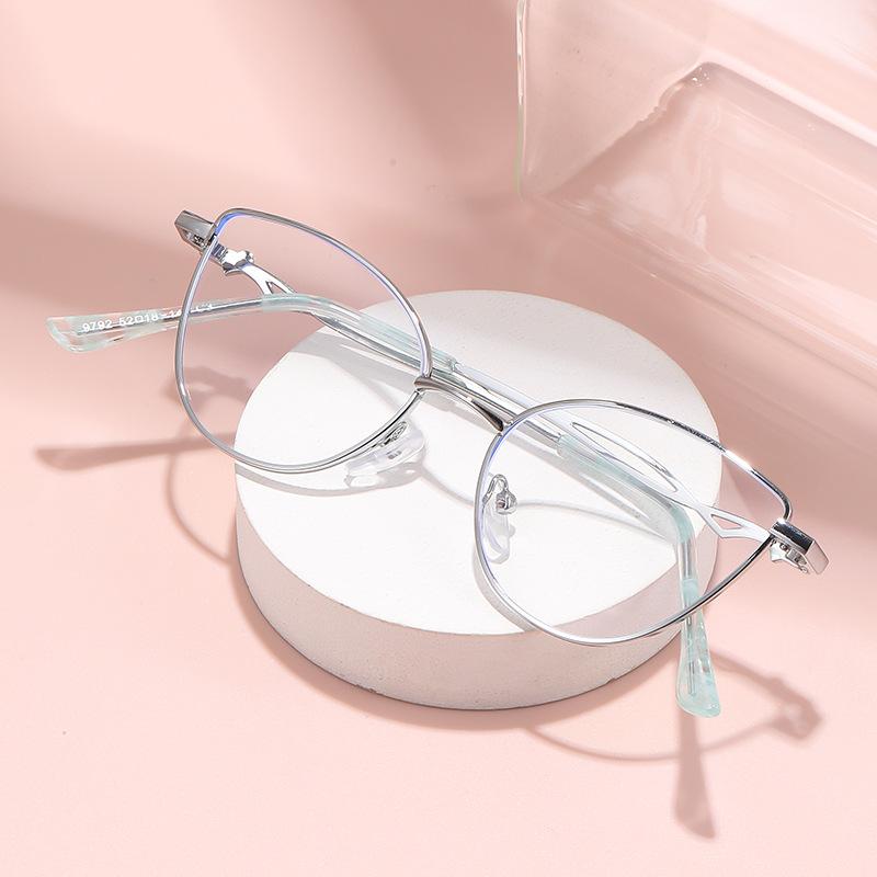 Очки для чтения с оправой «кошачий глаз», блокирующие синий свет, модные и молодежные женские очки для чтения с металлической оправой 9792