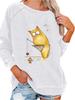Female Oversized Sweatshirt Spring/Fall Fashion Cat Print Top Women's Pullover Sweatshirt