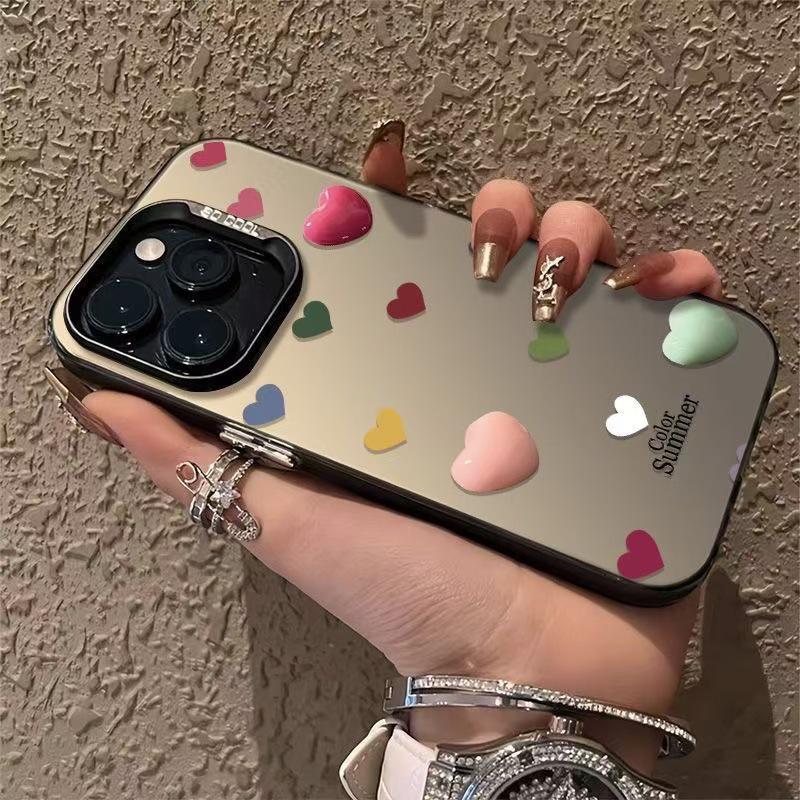 Яркий чехол для телефона с дизайном в виде сердца для iPhone 16Pro/17Pro/15/14 - Милый и веселый