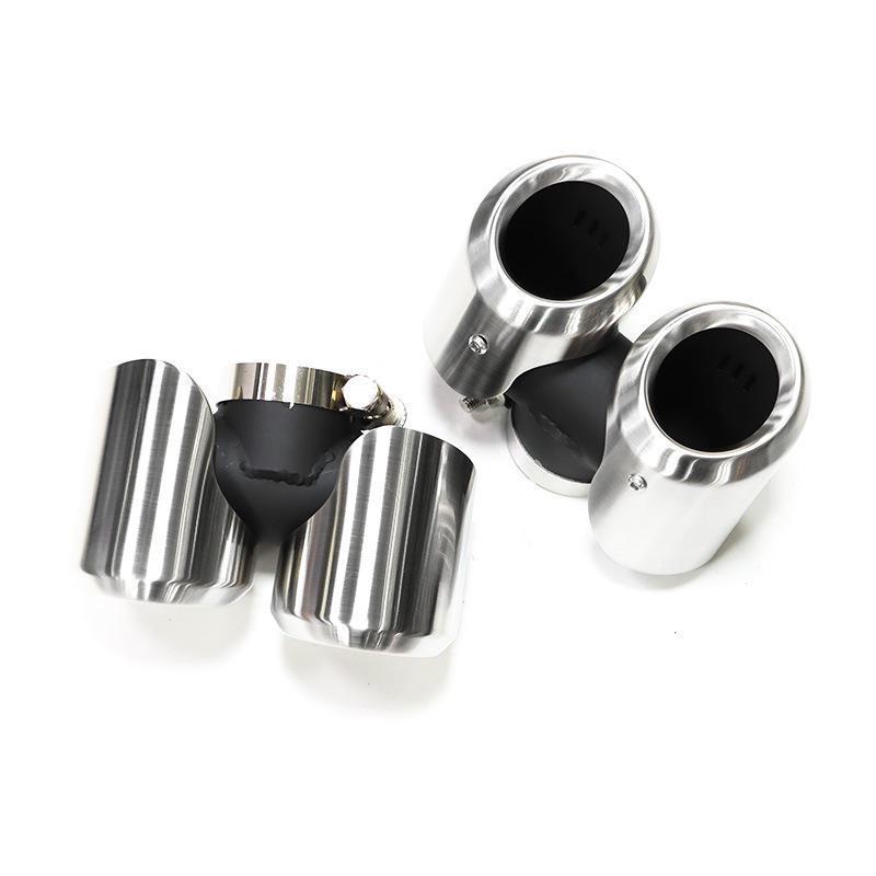 Matte Silver Quad Exhaust Tips for Land Rover Defender L663/P400/90 2.0T/110 3.0T