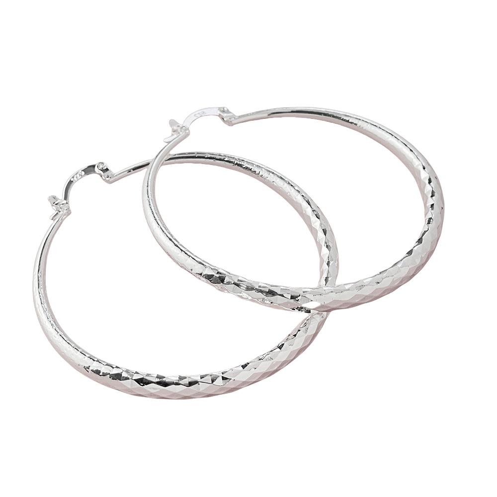 925 Sterling Silver Fashion Versatile 5CM Glossy Simple Large Earrings Birthday Party Anniversary Gift