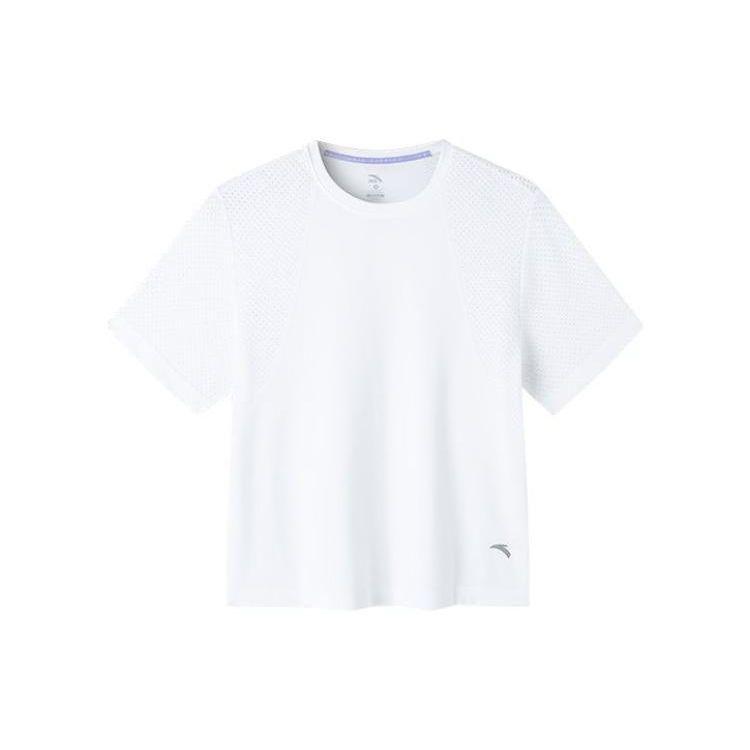 Anta Футболка Running Series однотонная, дышащая, влагоотводящая, быстросохнущая, спортивная, с коротким рукавом, женская, белая 162225109-1