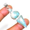 Republic Larimar Blue Topaz Gemstone 925 Silver Plated Pendant 2.27"