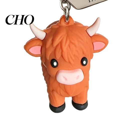 Metal Keychain A Little Highland Cow for You Keychain, 3D Resin Keyring with Birthstone Comforting Gift & Sentiment Card, Your Daily Reminder of Quiet
