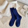 Winter Thickened Wool Socks, Solid Color Soft and Warm Mid-calf Socks, Women's Cold-resistant Snow Socks, Cashmere Pile Long Socks
