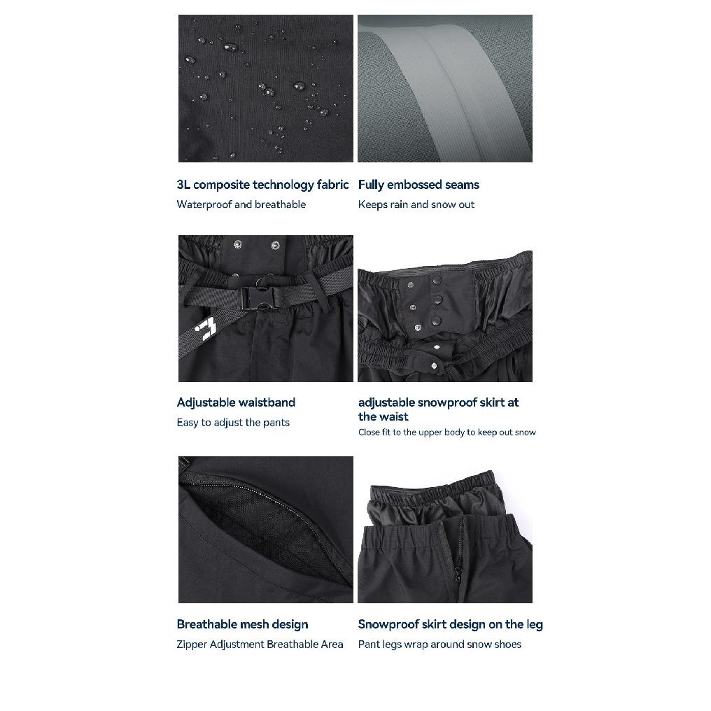 COPOZZ Brand Winter 3L Male Ski Pants Outdoor Sports Permeable Windproof Waterproof Female Snow Pant Warm Ski Snowboard Trousers