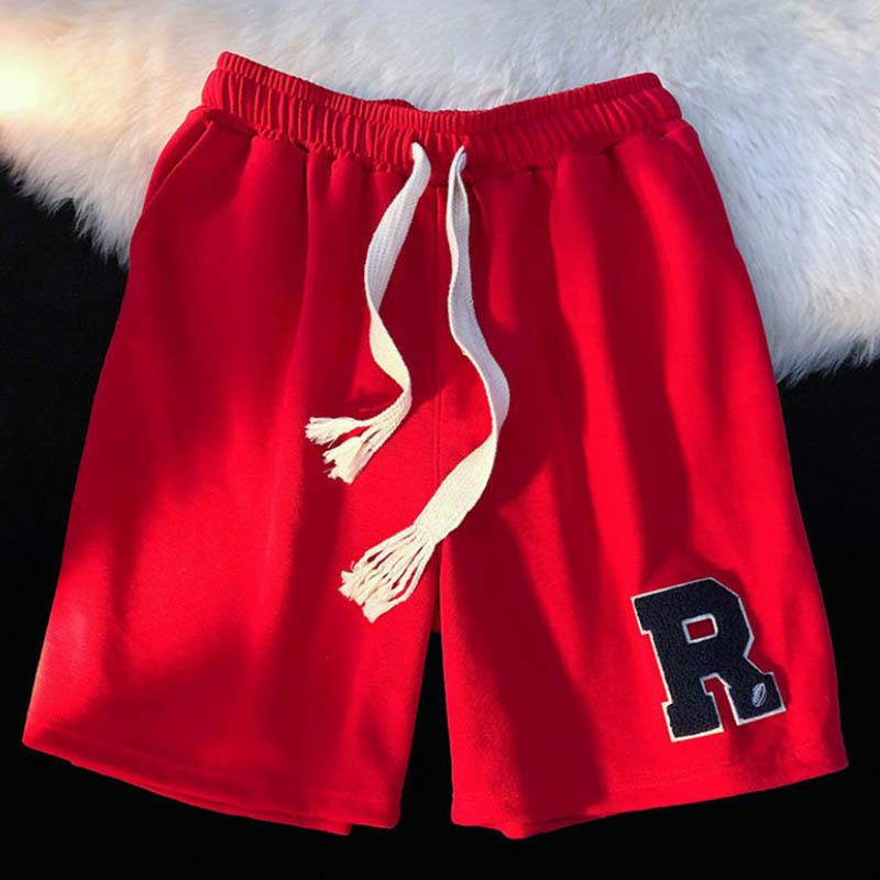 Синие летние дышащие шорты для мужчин и женщин, свободные повседневные брюки, пары носят брюки с пятью точками