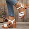 Women's Braided Chunky Heel Sandals Summer  Ankle Strap Platform Gladiator Sandals Woman Fashion Woven High Heeled Sandalias