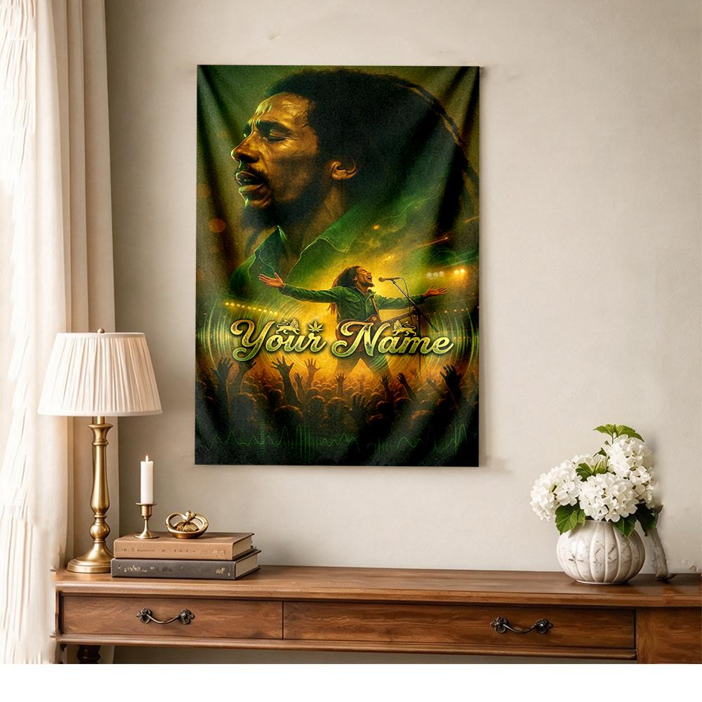 Bob Marley Personalized Text Tapestry Decorative Wall Tapestry Ultra-Soft Suitable for Living Room Ideal for All Seasons