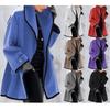 Women's Long Coat with Black Trim, Button Front Closure, Multiple Colors (Blue, White, Red, Beige, Purple, Gray, Black)