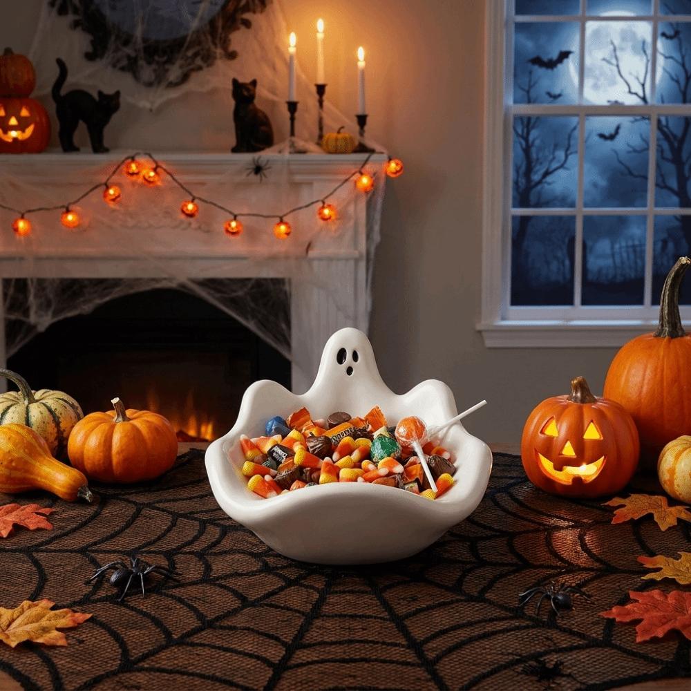 Soft Silicone Ghost Storage Bowl Mold Non-Stick Jewelry Storage Tray Mold Drip Glue Mold Halloween