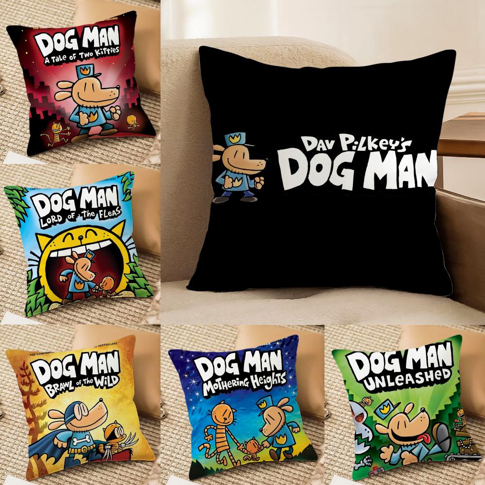 Comic Cartoon DDogmans Cushion Cover Silky Short Plush Invisible Zipper Dustproof Sofa Pillow Case for Home Decor