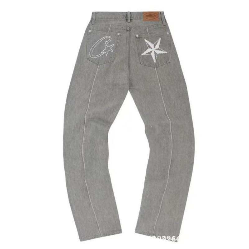 Джинсовая куртка Corteiz Streetwear с вышивкой в виде звезды Прямой крой Рваные джинсовые шорты Мужские
