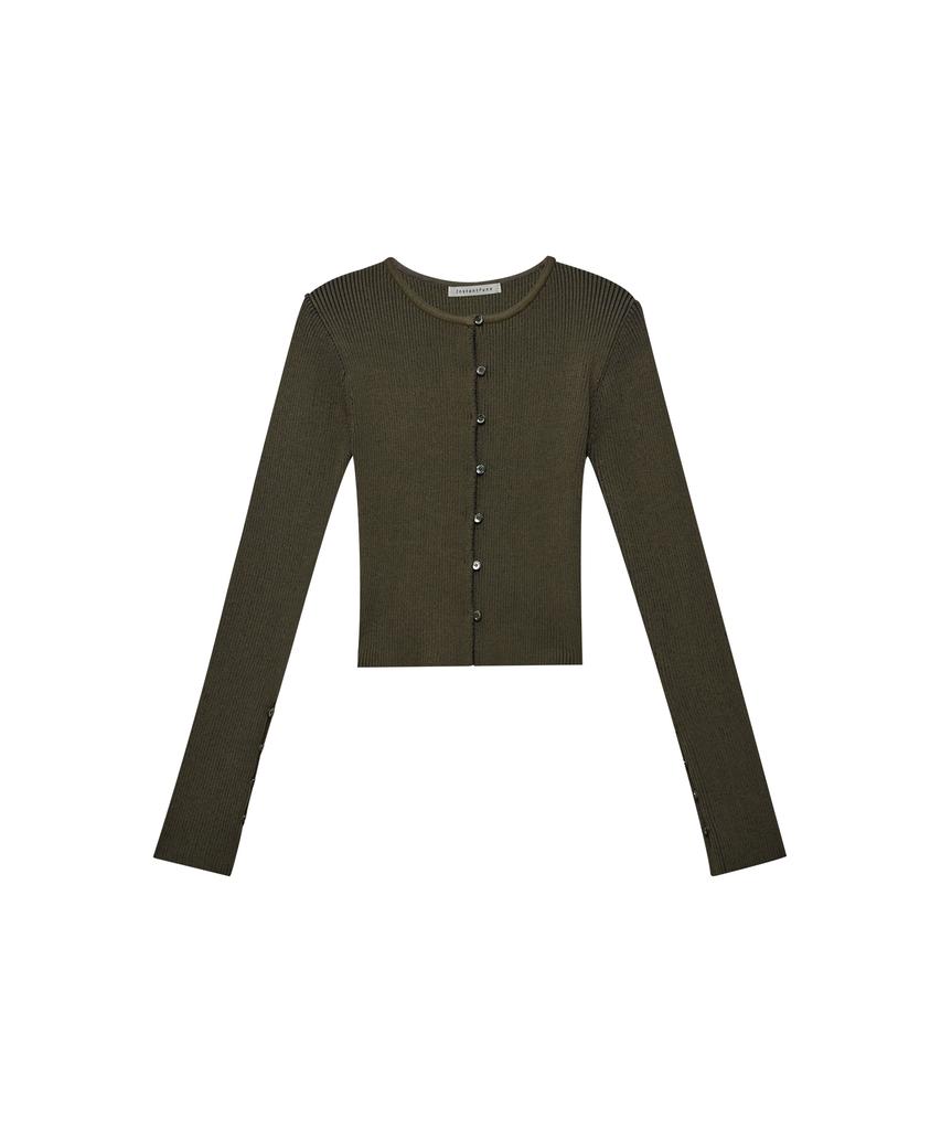 INSTANTFUNK Two-Tone Ribbed Button Cardigan
