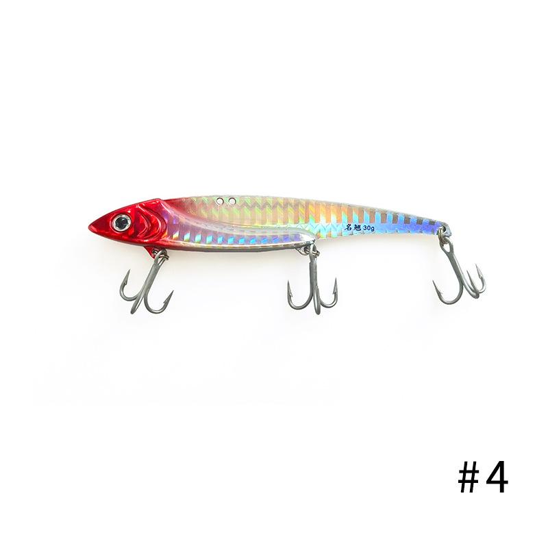 Aotuo Hot Selling 30g Gold Foil Lead-Stainless Steel VIB Metal Jig Lure Long Blade 3 Hooks for Bass Saltwater