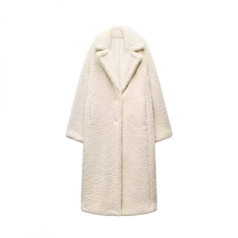 Womens Thick Fleece-Lined Wool Blend Overcoat Double-Breasted Long Coat Streetwear Loose Fit Winter