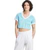 adidas Originals Clover Logo Print Повседневная футболка с короткими рукавами Женские топы Голубые IR9779