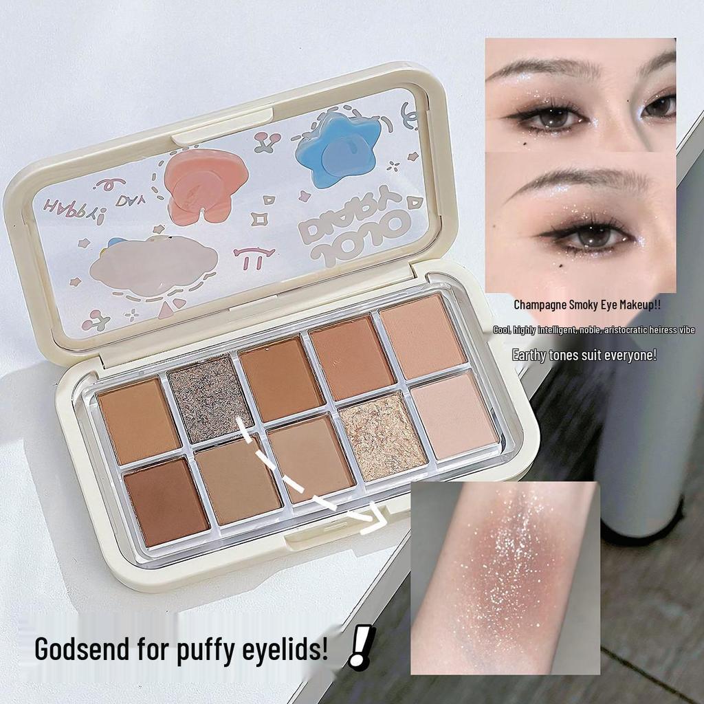 JOJO DIARY Палетка теней для век из десяти цветов: Милый Paradise Shimmer & Matte, Синий дымчатый глаз, Ежедневные земляные тона.