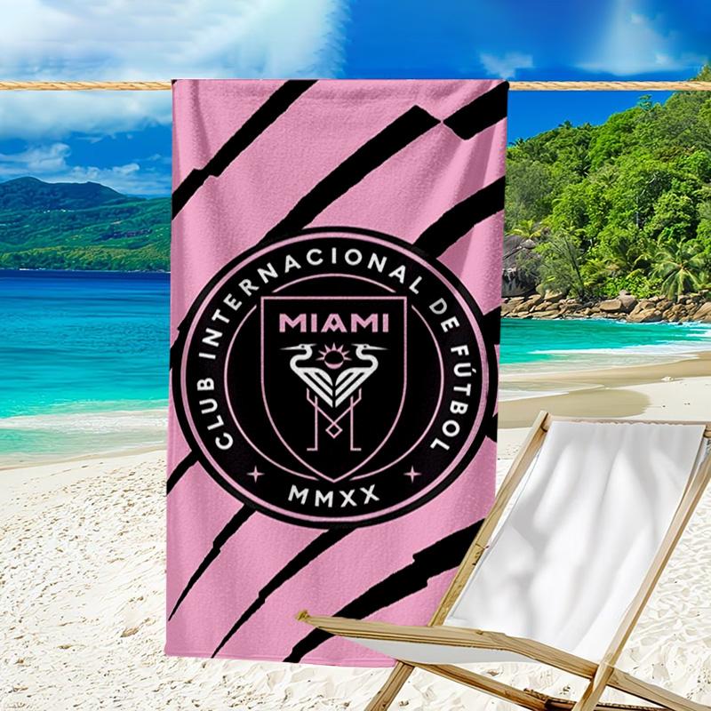Пляжное полотенце с принтом эмблемы Inter Miami CF, Супермягкая микрофибра, Идеальный подарок на день рождения, для бассейна, пляжа, путешествий, для семьи и друзей