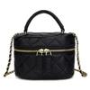 Quilted Vanity Bag Shoulder Bag Chain Bag Stylish Crossbody Lightweight 2way Women's (Black)