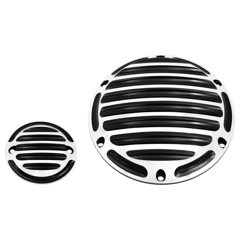 Harley Sportster Engine Side Cover Clutch Grille Black White Panda Finish Aftermarket Motorcycle Part