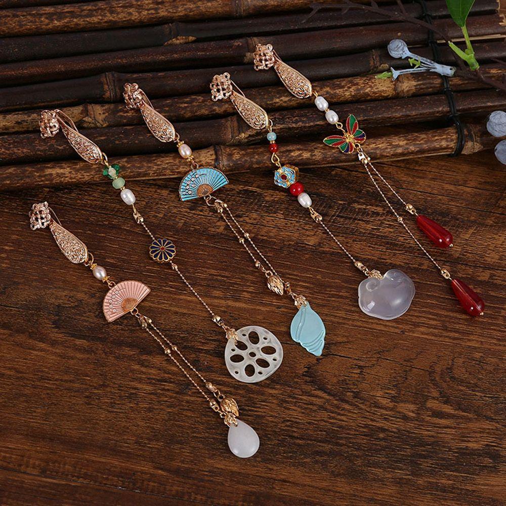 Style Brooches Metal Collar Pins Cheongsam Pin Accessories Tassel Brooches Antique Fan Pendant