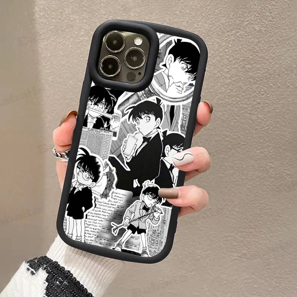 Детектив Конан МУЛЬТФИЛЬМ Для IPhone 17 Pro Max 16 15 14 13 12 11 Plus Черный Мягкий Чехол для Телефона