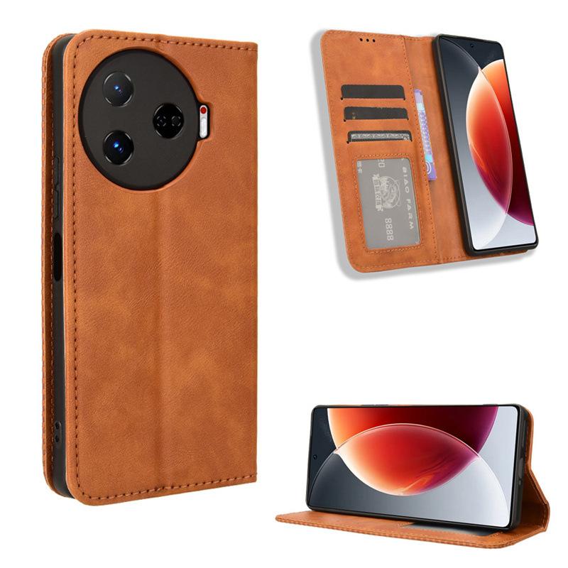 Flip Cover For Tecno Camon 30 Pro 5G/CL8 Leather Case [Flip Vintage Leather] Shockproof Durable Retro Phone Case