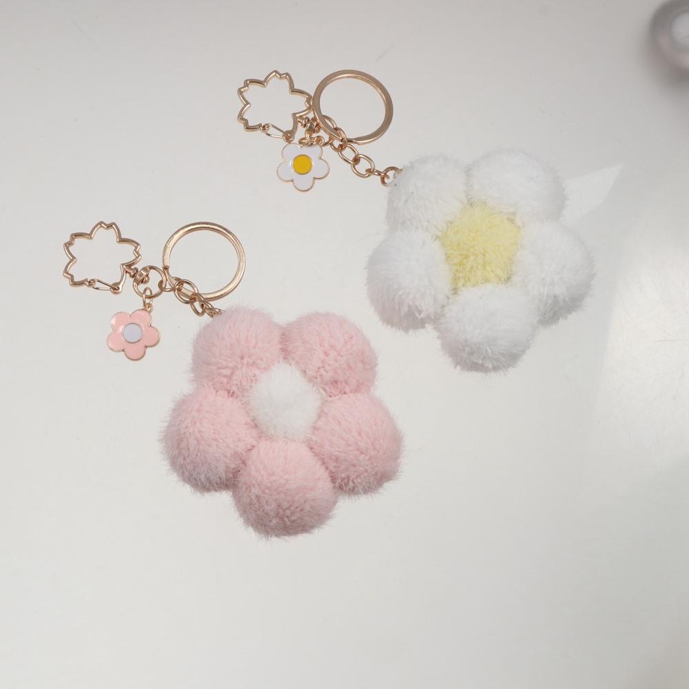 Chain Plushball Bag Pendant Backpack Charms Cartoon Plush Pendant Stuff Plush Toy Flower Keychain