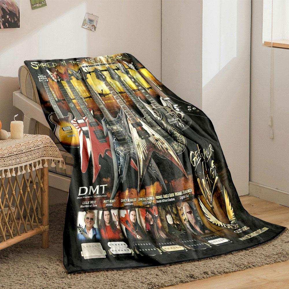 Modern Dean Signature Series Electric Guitars Dark Cozy Blanket, Silky Soft Blanket for Restful Sleep, Durable Warm Throw for Outdoor Fun