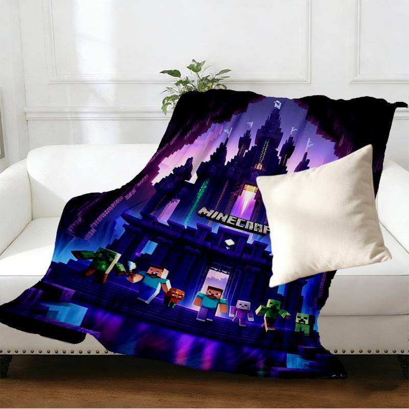 Minecraft Print Blanket - Soft & Comfortable, for Bedroom, Travel, Sofa, Home Decoration - Birthday Christmas Gift for Friend