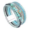 Bohemian Multi Layer Leather Bracelet for Women Jewelry Natural Stone Bead Feather Magnet Buckle Bracelets