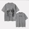 Летний принт старый Мультяшный Винтажная стирка Хлопок Короткий рукав Свободный повседневный Уличный принт Футболка Оверсайз